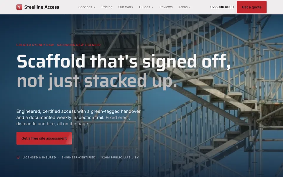 Steelline Access demonstration build, homepage
