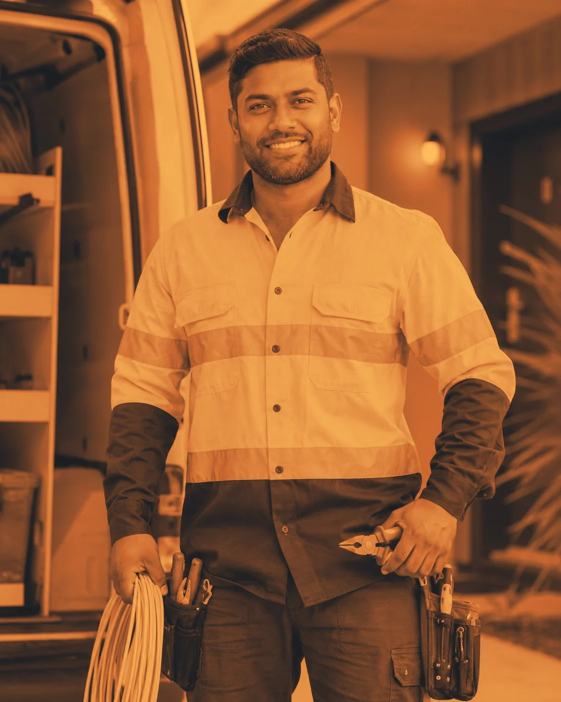 Australian electrician at the van